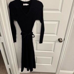 Petal & Pup Black Midi Sweater Dress